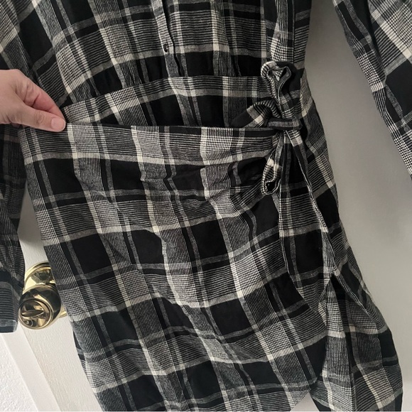 Sezane Capri Flannel Shirtdress Mini Wrap Washington Check French Academia 40 - Picture 6 of 16